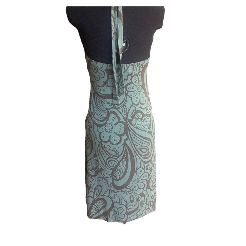 Tommy Bahama Hawaiian Halter Sundress Sz M Blue Tropical Cotton Travel Vacation - Picture 3 of 6